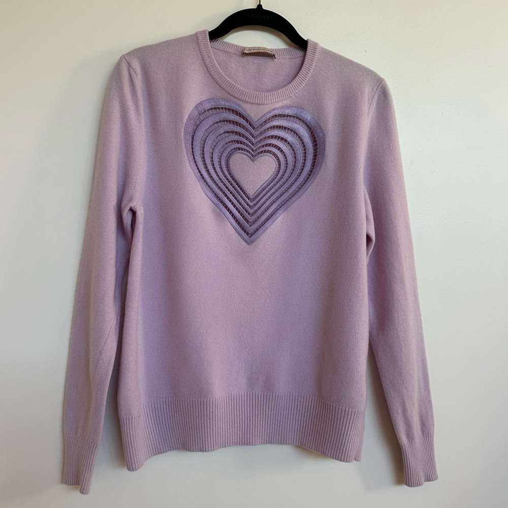 Christopher Kane Wool Cashmere Heart Cut Out Sweater in Lilac Lavender Purple